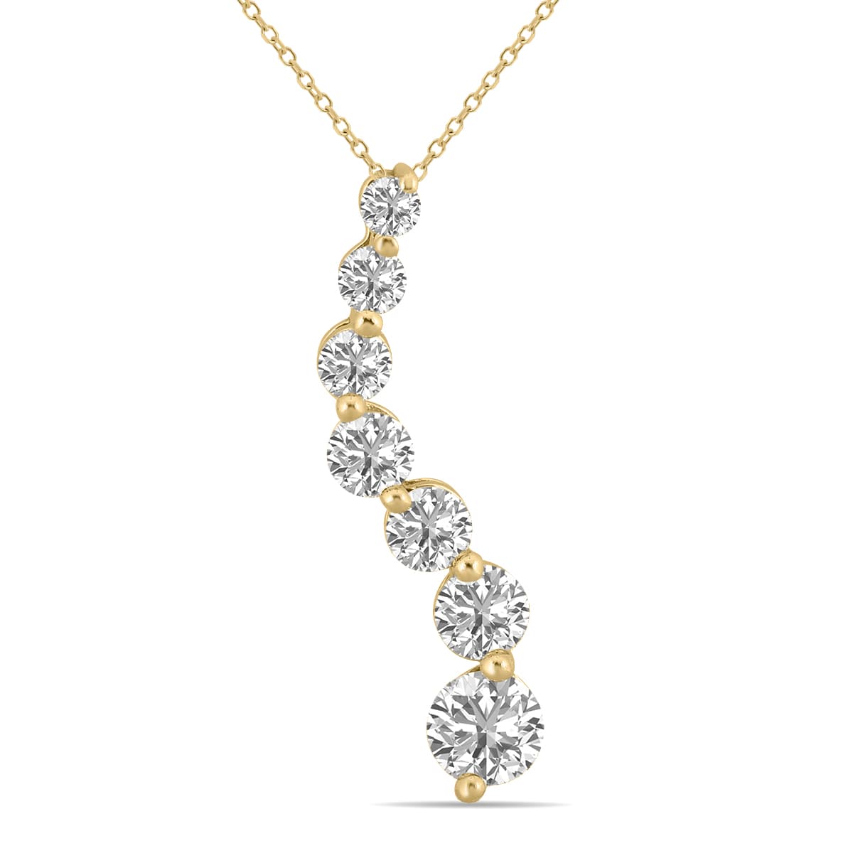 1 CTW Lab Grown Diamond Journey Pendant in 14K Yellow Gold