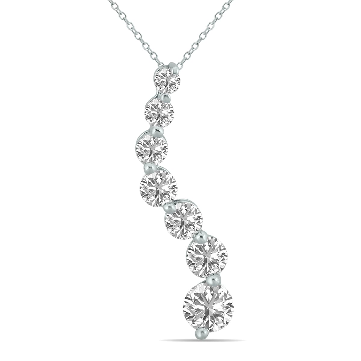 1.50 CTW Lab Grown Diamond Journey Pendant in 14K White Gold