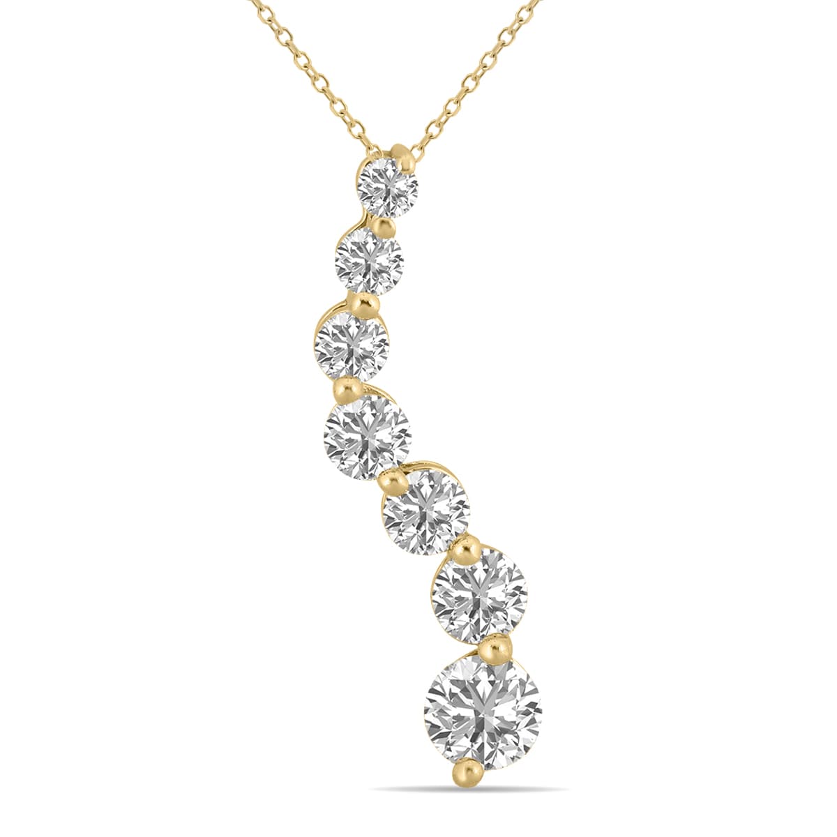 1.50 CTW Lab Grown Diamond Journey Pendant in 14K Yellow Gold