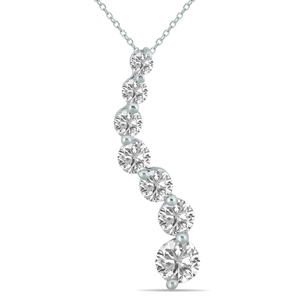 2 CTW Lab Grown Diamond Journey Pendant in 14K White Gold