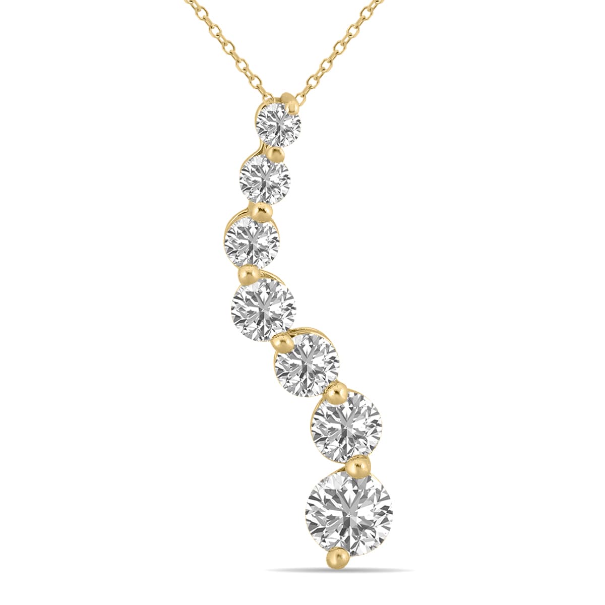 2 CTW Lab Grown Diamond Journey Pendant in 14K Yellow Gold