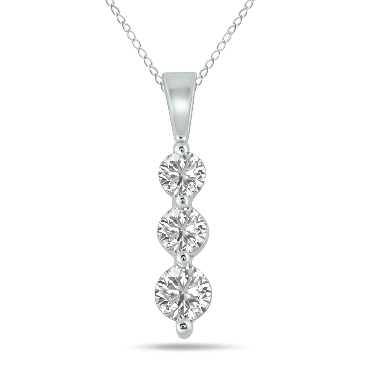 1/2 CTW Lab Grown Diamond Three Stone Snow Pendant in 10K White Gold