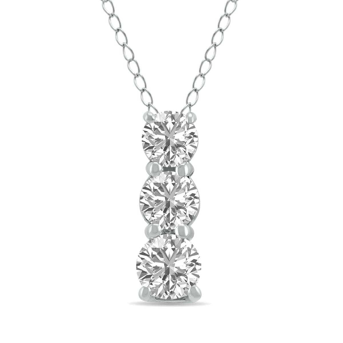 1/4 CTW Lab Grown Diamond Three Stone Pendant in 14K White Gold