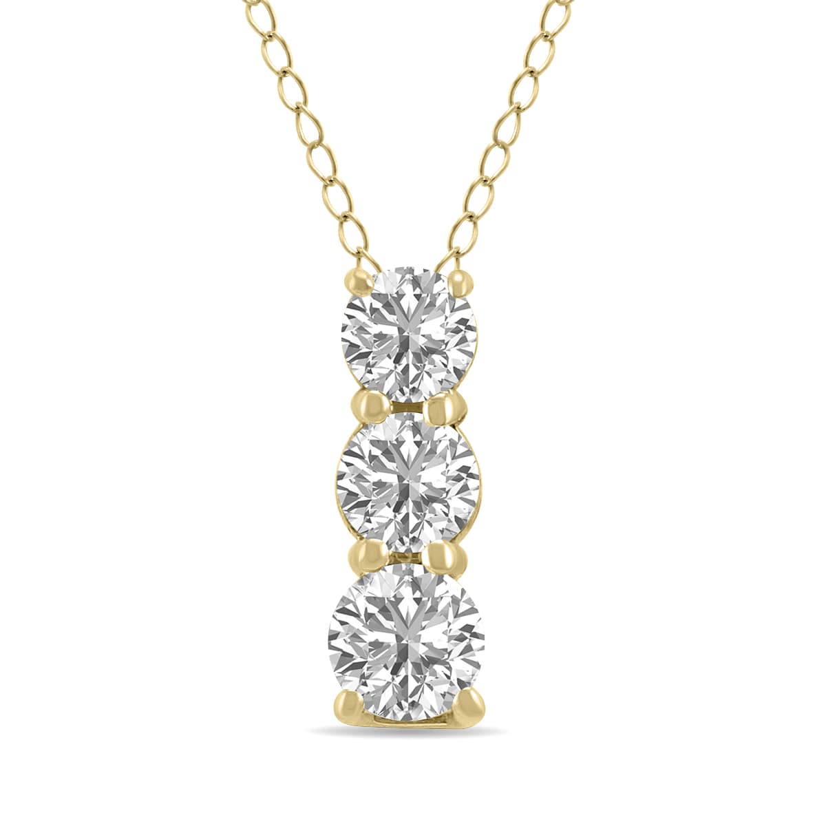 1/4 CTW Lab Grown Diamond Three Stone Pendant in 14K Yellow Gold
