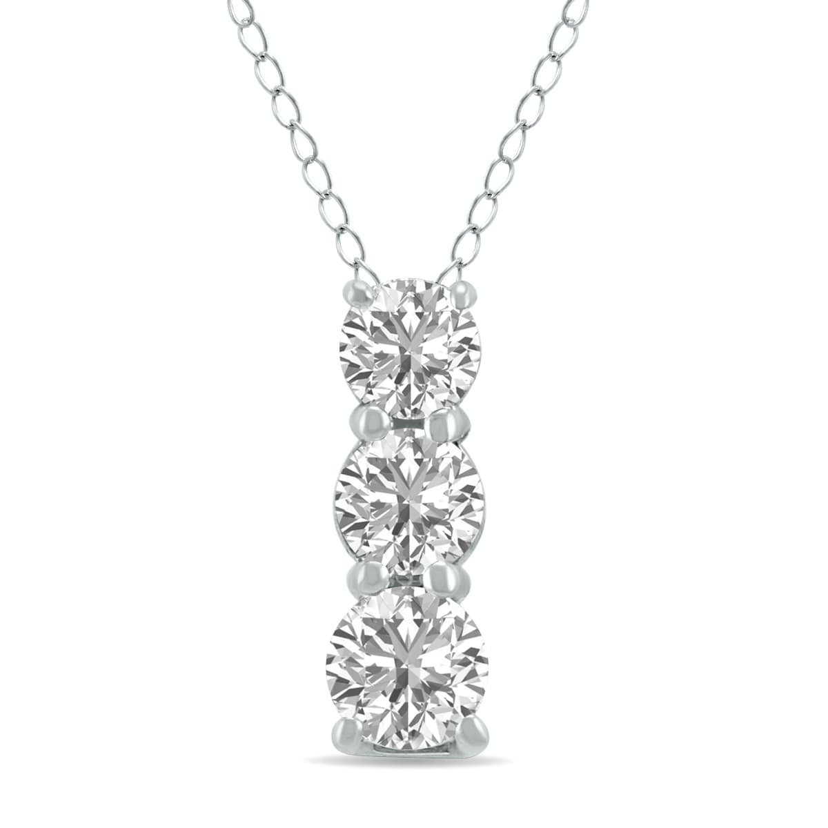 1/2 CTW Lab Grown Diamond Three Stone Pendant in 14K White Gold