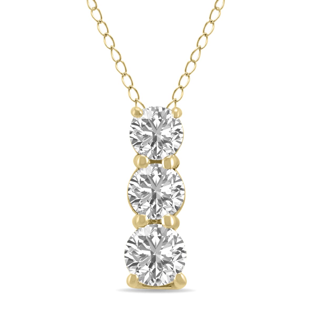 1/2 CTW Lab Grown Diamond Three Stone Pendant in 14K Yellow Gold