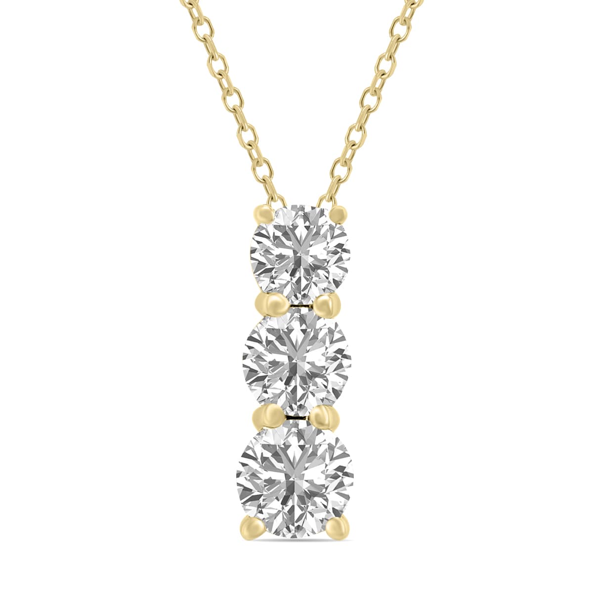 1.50 CTW Lab Grown Diamond Three Stone Pendant in 14K Yellow Gold