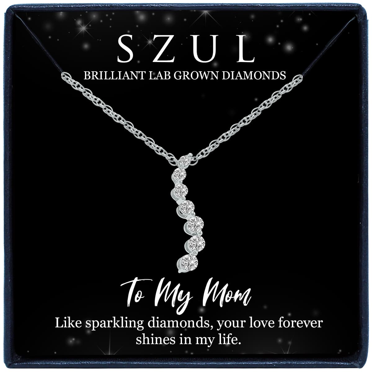 Jewelry Gift For Mom - 1/4 Carat TW Lab Grown Diamond Journey Pendant in.925 Sterling Silver