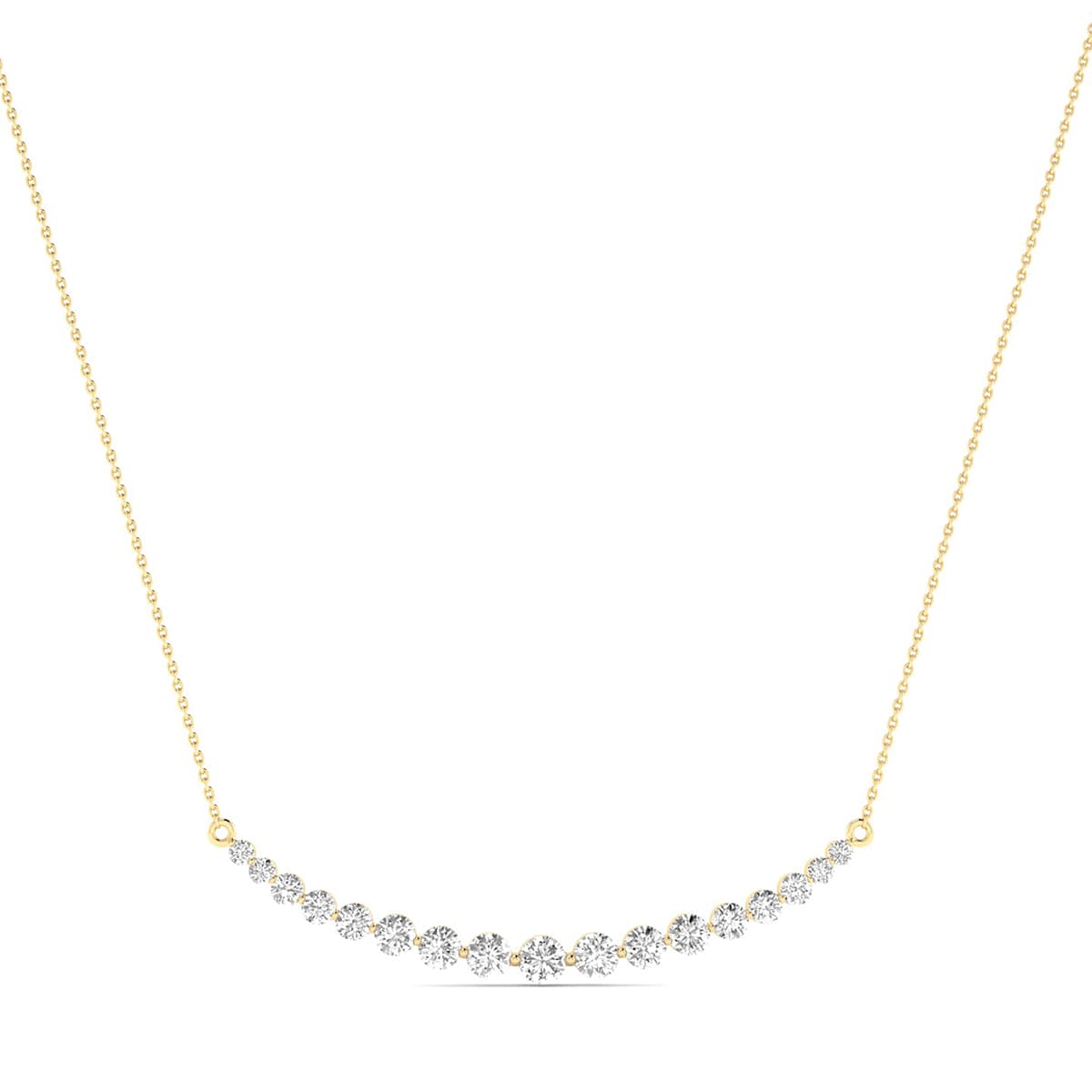 1 Carat TW Diamond Smiley Bar Necklace in 14K Yellow Gold