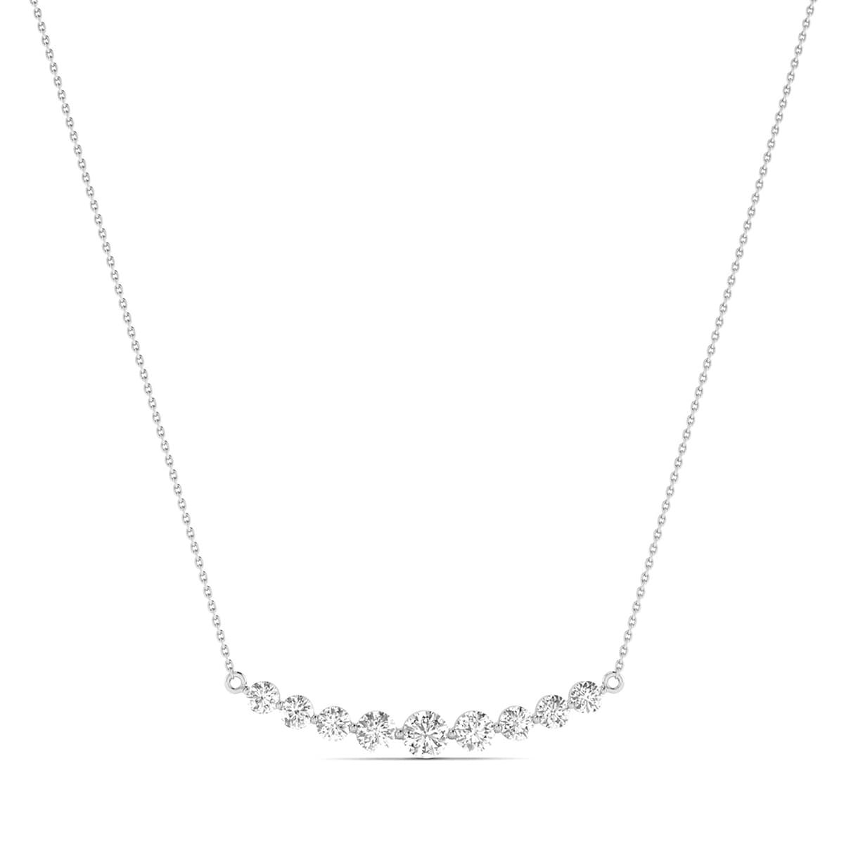 1 Carat TW 9 Stone Diamond Bar Necklace in 14K White Gold