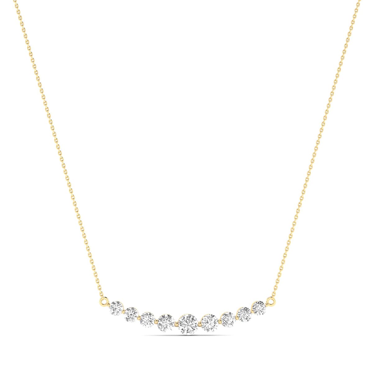 1 Carat TW 9 Stone Diamond Bar Necklace in 14K Yellow Gold