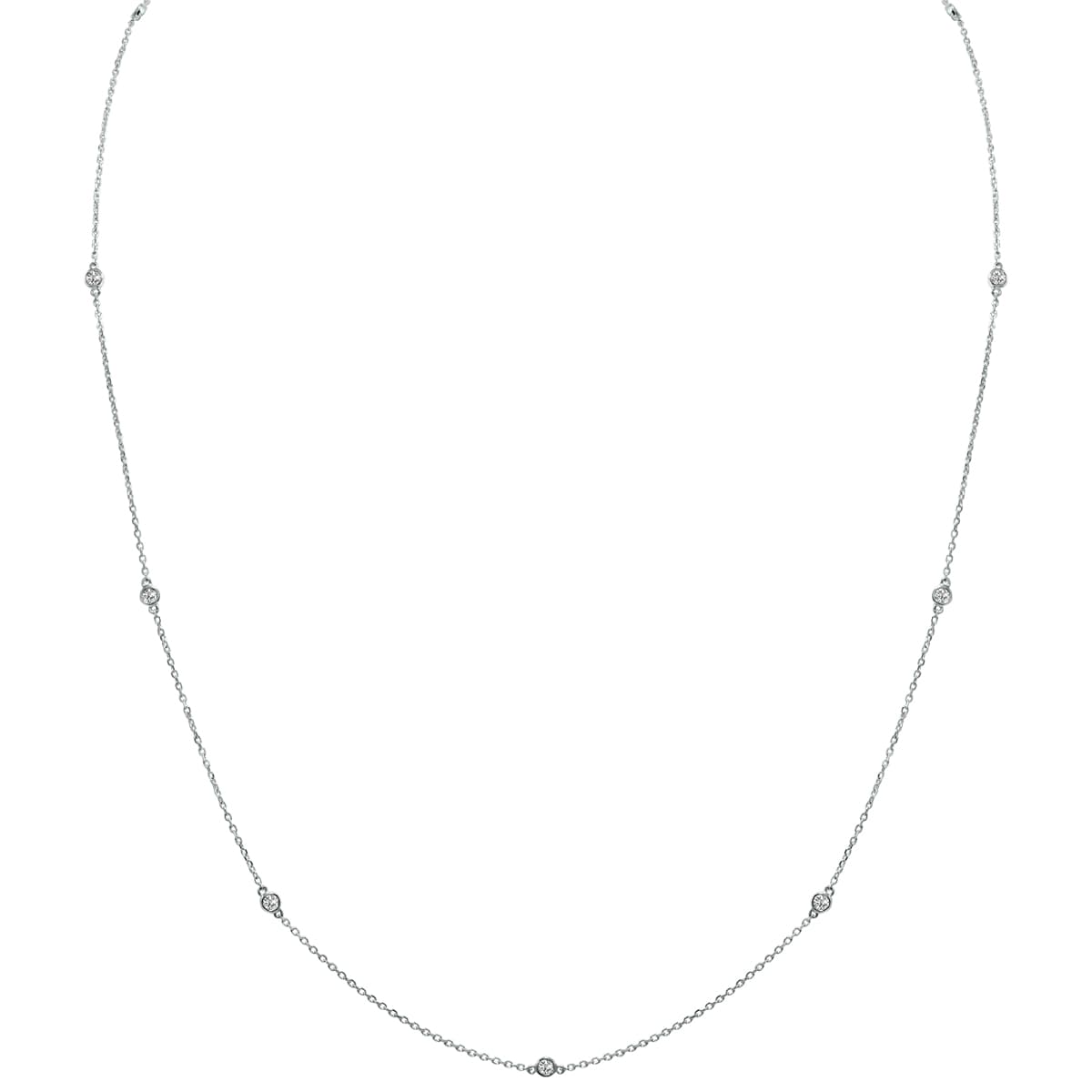 0.25 Carat TW Bezel Set Lab Grown Diamond Station Necklace in 14K White Gold