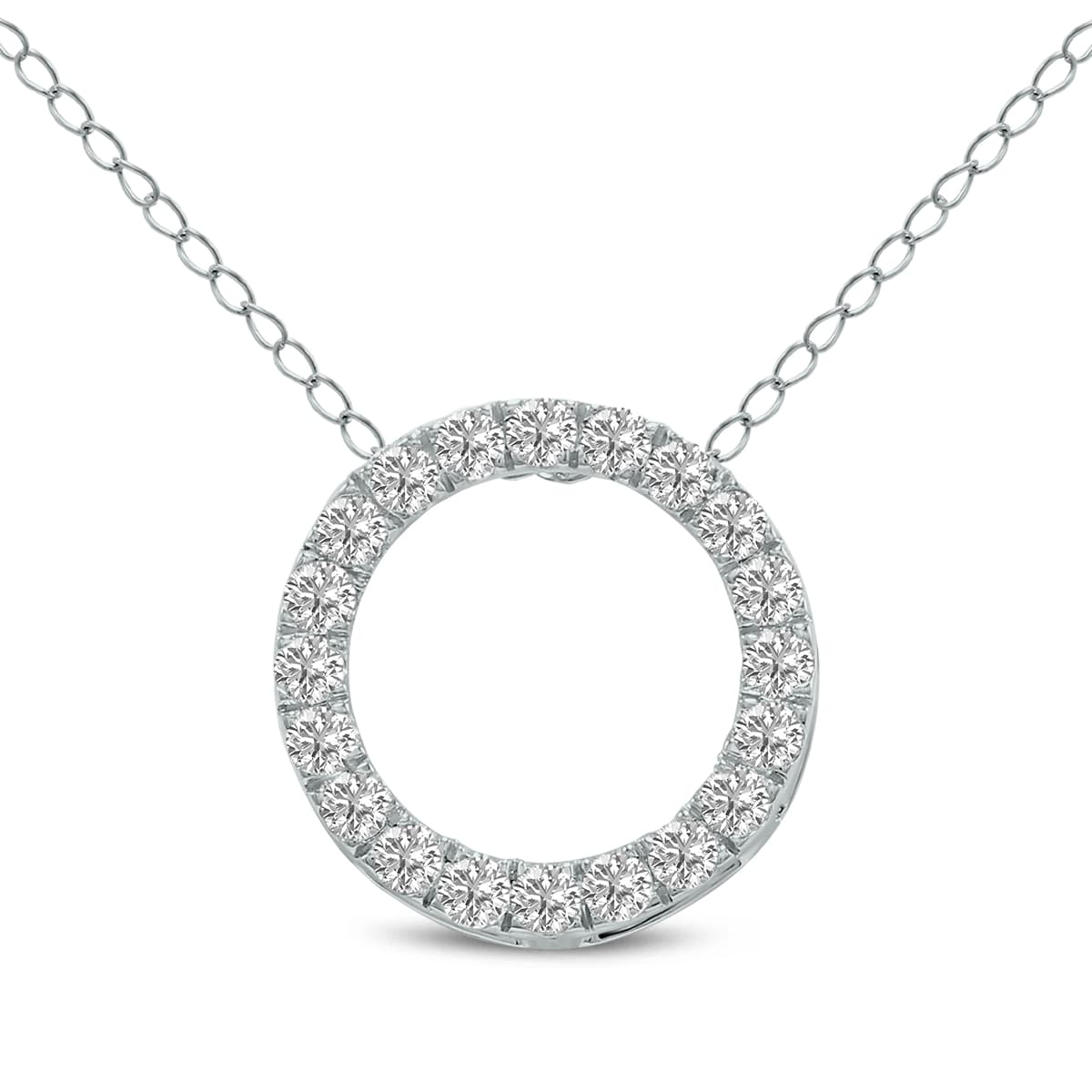 1/2 Carat TW Lab Grown Diamond Circle Pendant in 14K White Gold