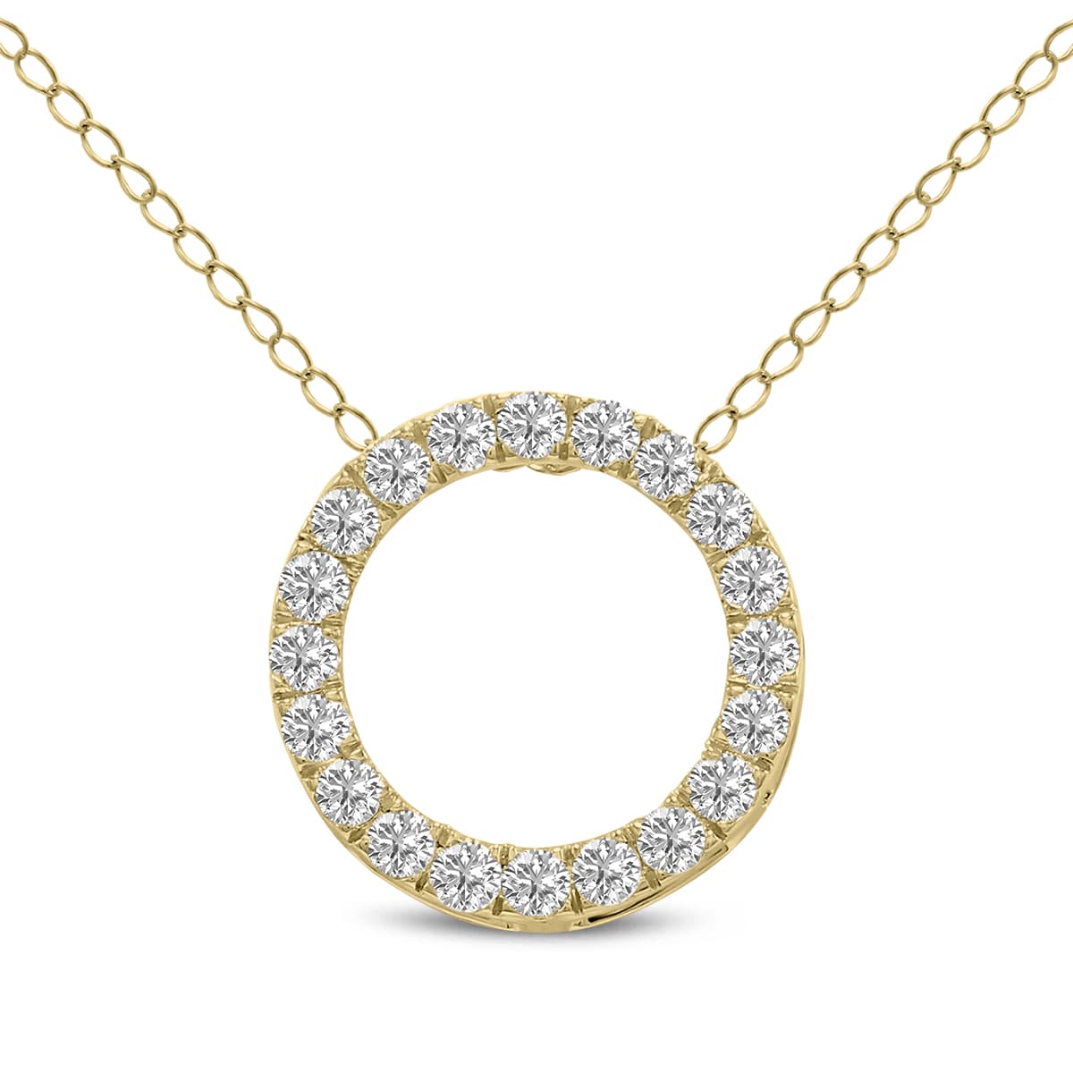 1/2 Carat TW Lab Grown Diamond Circle Pendant in 14K Yellow Gold