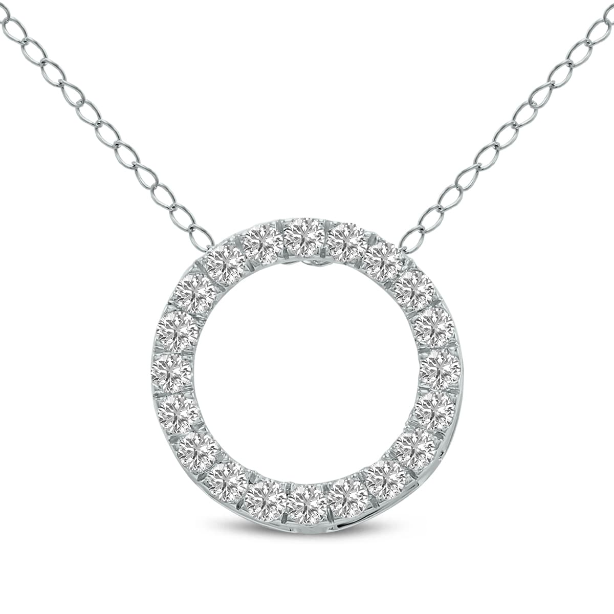 3/4 Carat TW Lab Grown Diamond Circle Pendant in 14K White Gold
