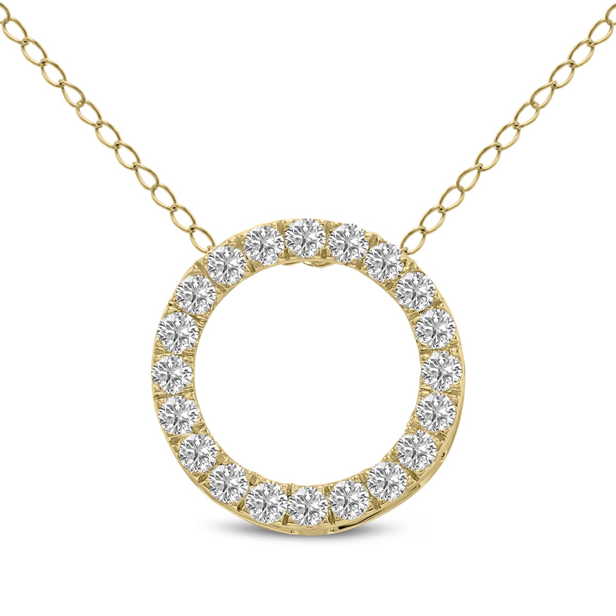 3/4 Carat TW Lab Grown Diamond Circle Pendant in 14K Yellow Gold