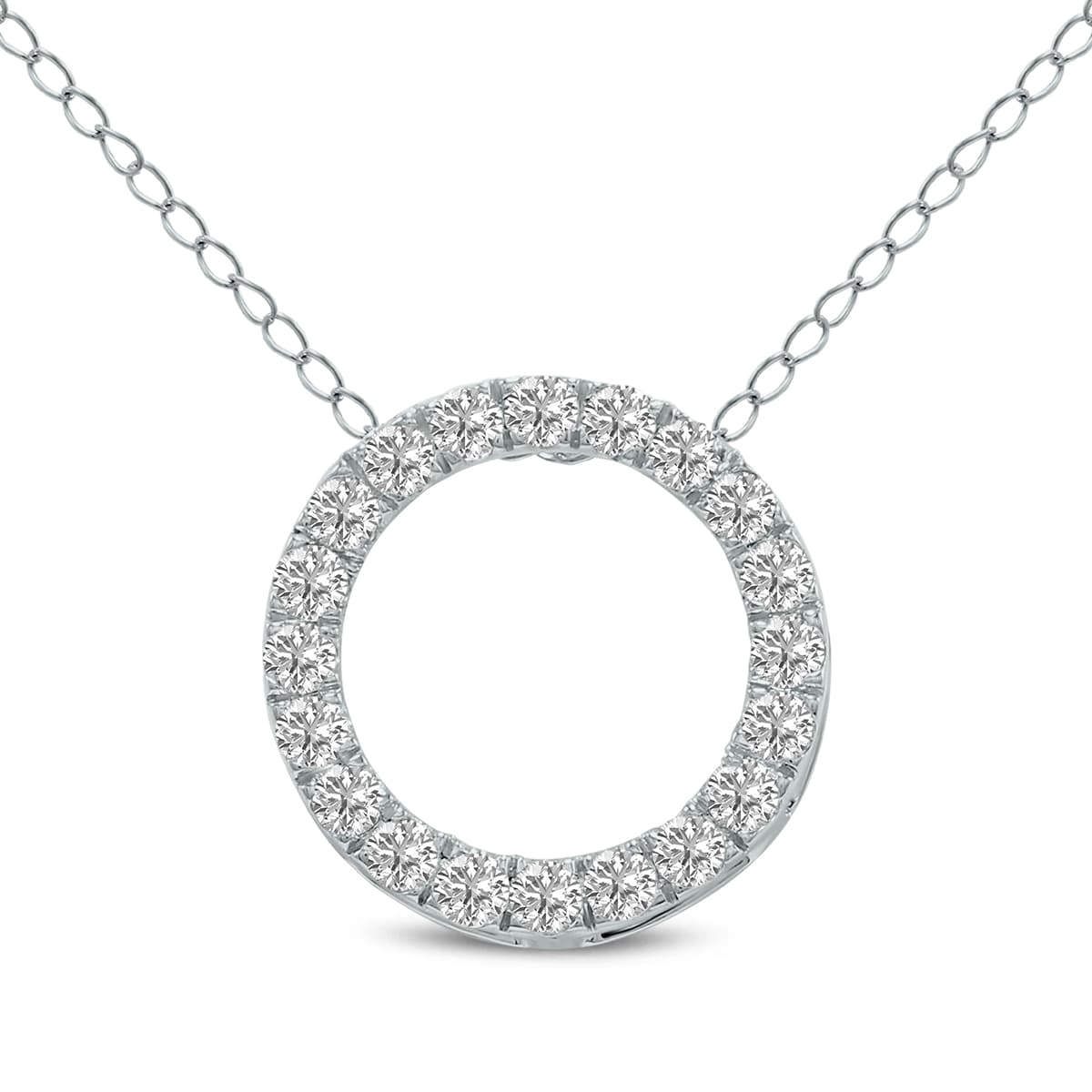 1 Carat TW Lab Grown Diamond Circle Pendant in 14K White Gold