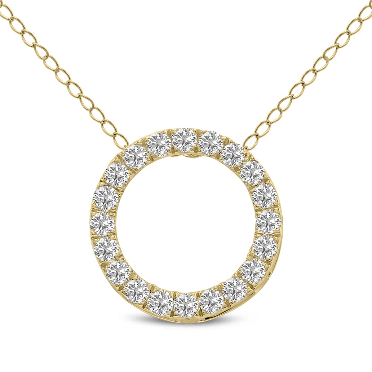 1 Carat TW Lab Grown Diamond Circle Pendant in 14K Yellow Gold