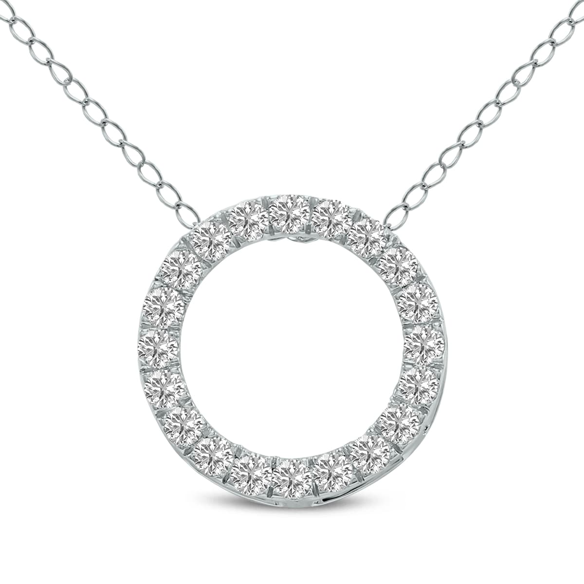 1.50 Carat TW Lab Grown Diamond Circle Pendant in 14K White Gold