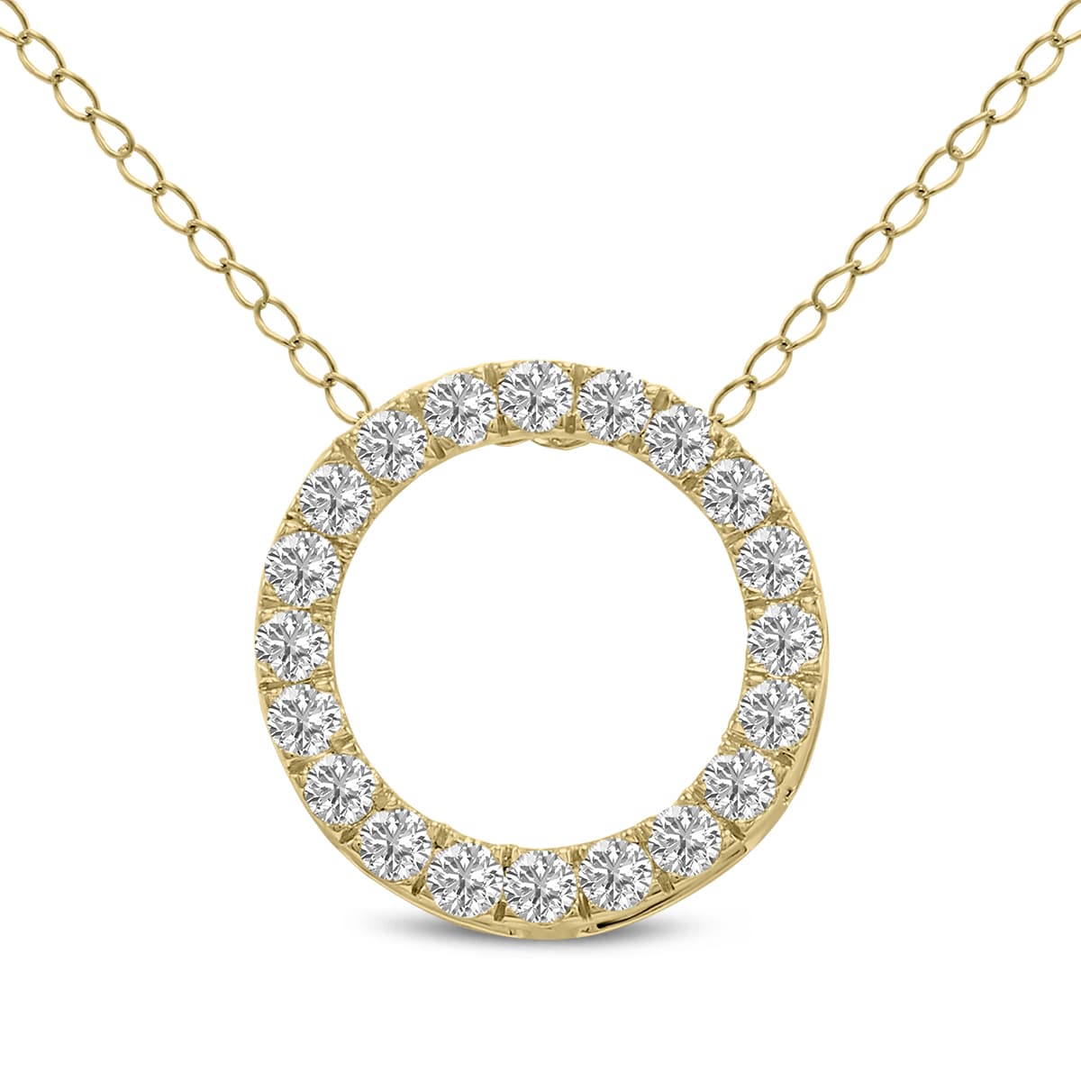 1.50 Carat TW Lab Grown Diamond Circle Pendant in 14K Yellow Gold