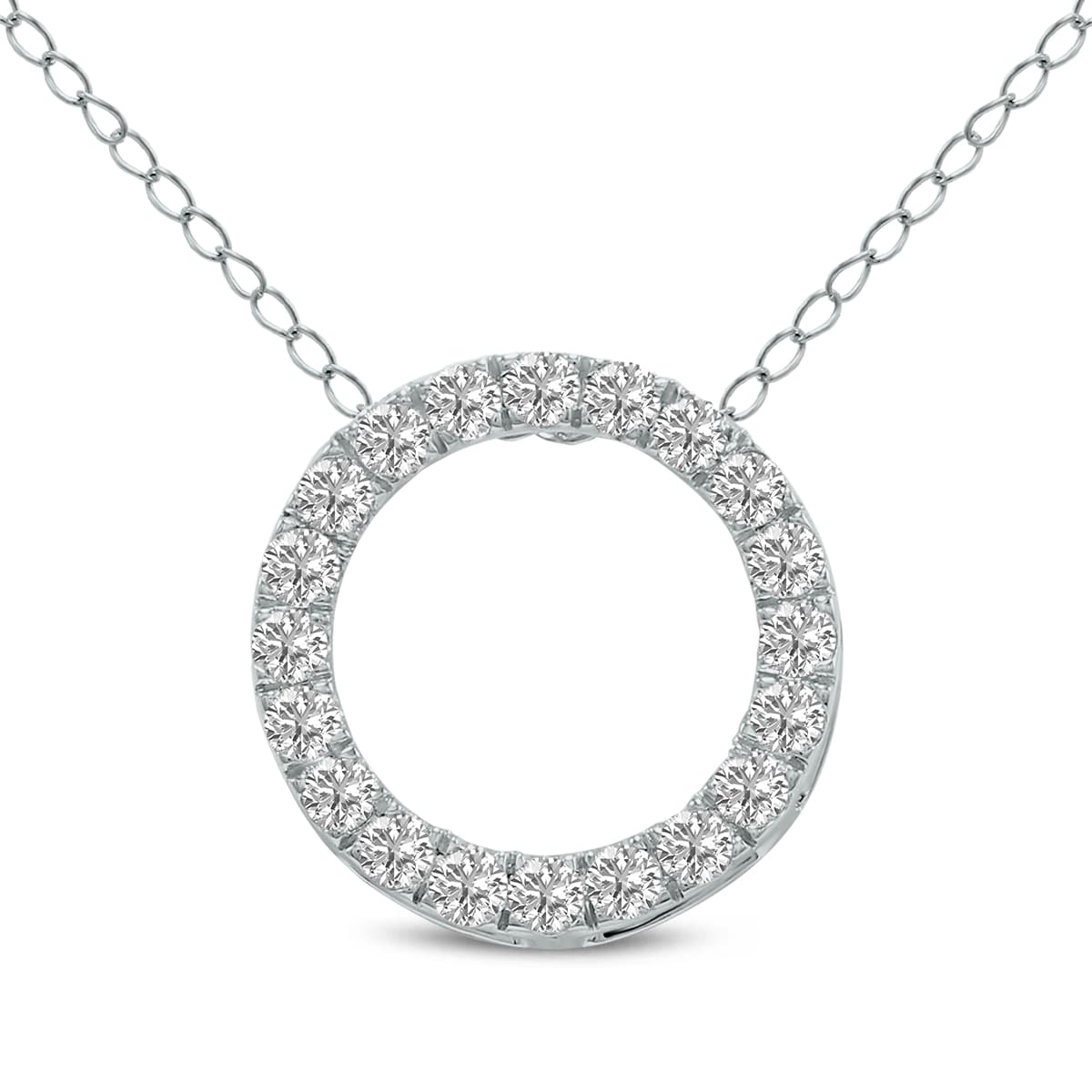 2 Carat TW Lab Grown Diamond Circle Pendant in 14K White Gold