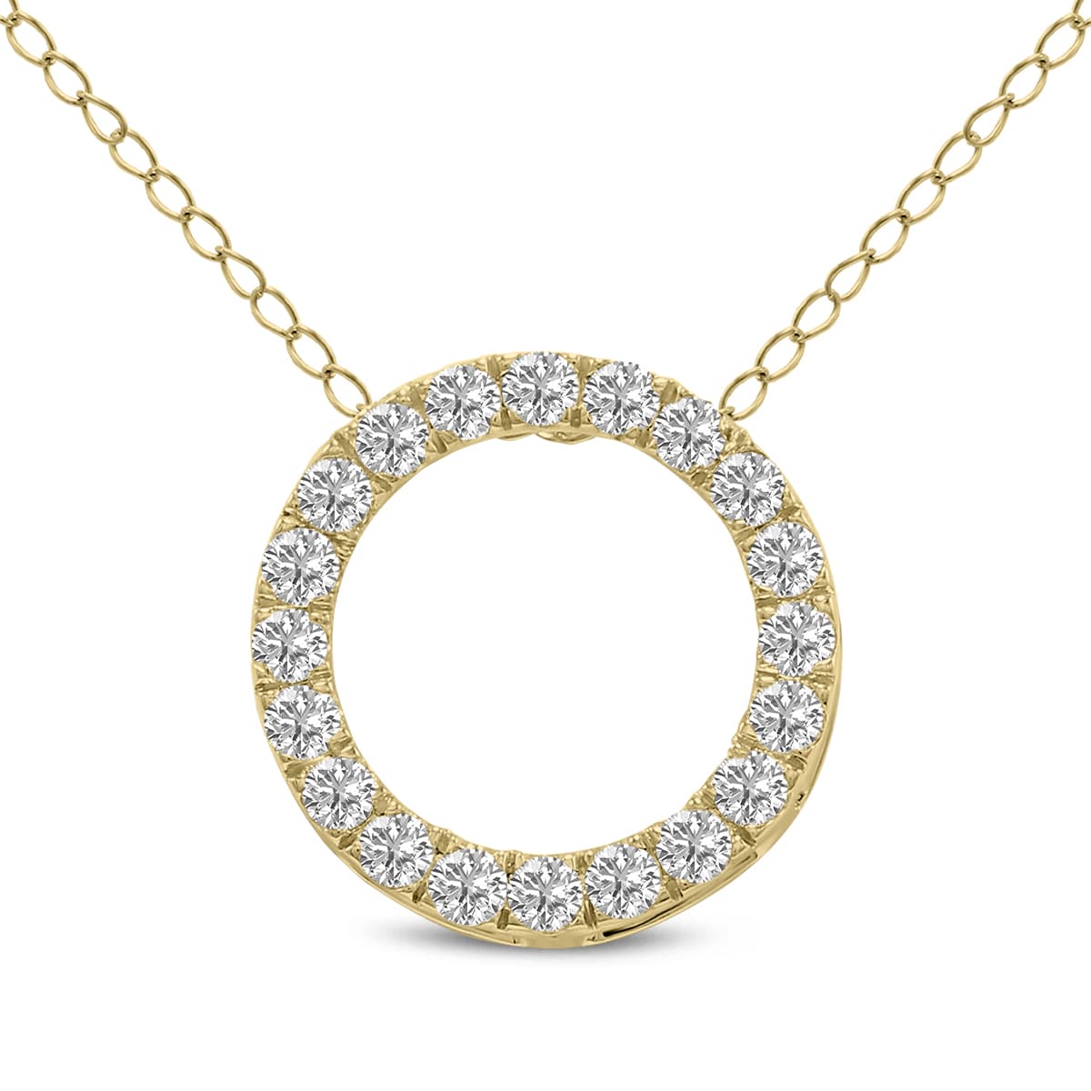 2 Carat TW Lab Grown Diamond Circle Pendant in 14K Yellow Gold