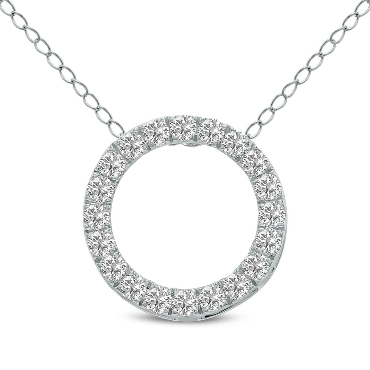 3 Carat TW Lab Grown Diamond Circle Pendant in 14K White Gold