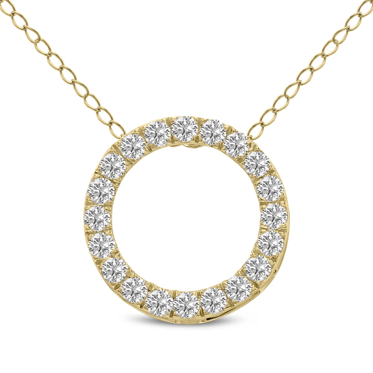 3 Carat TW Lab Grown Diamond Circle Pendant in 14K Yellow Gold