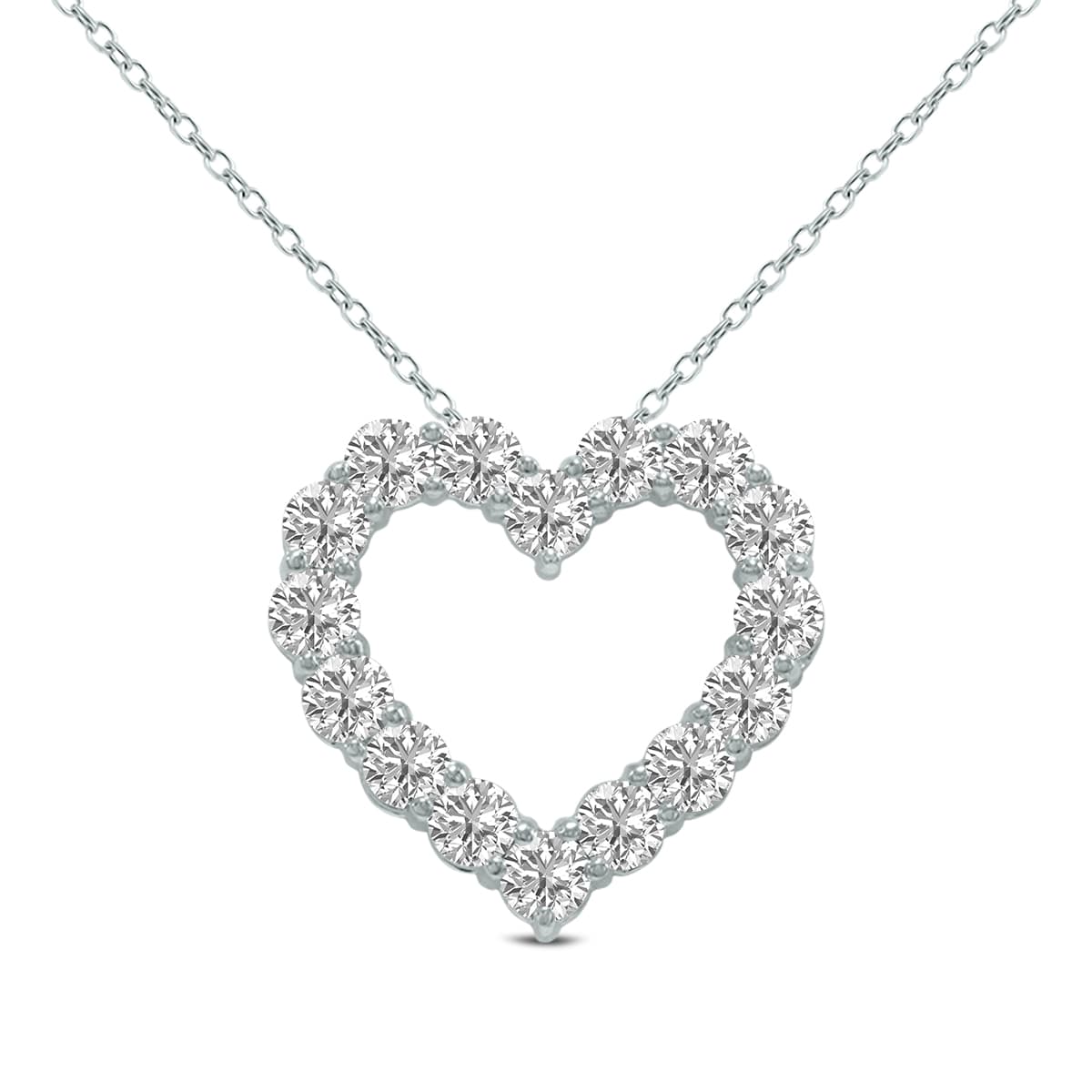 1 Carat TW Lab Grown Diamond Heart Shape Pendant in 14K White Gold