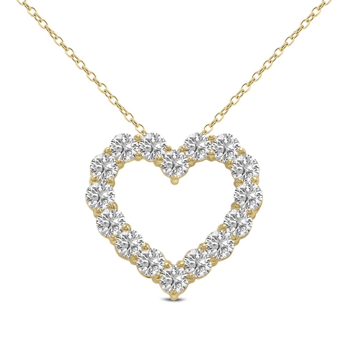 1 Carat TW Lab Grown Diamond Heart Shape Pendant in 14K Yellow Gold