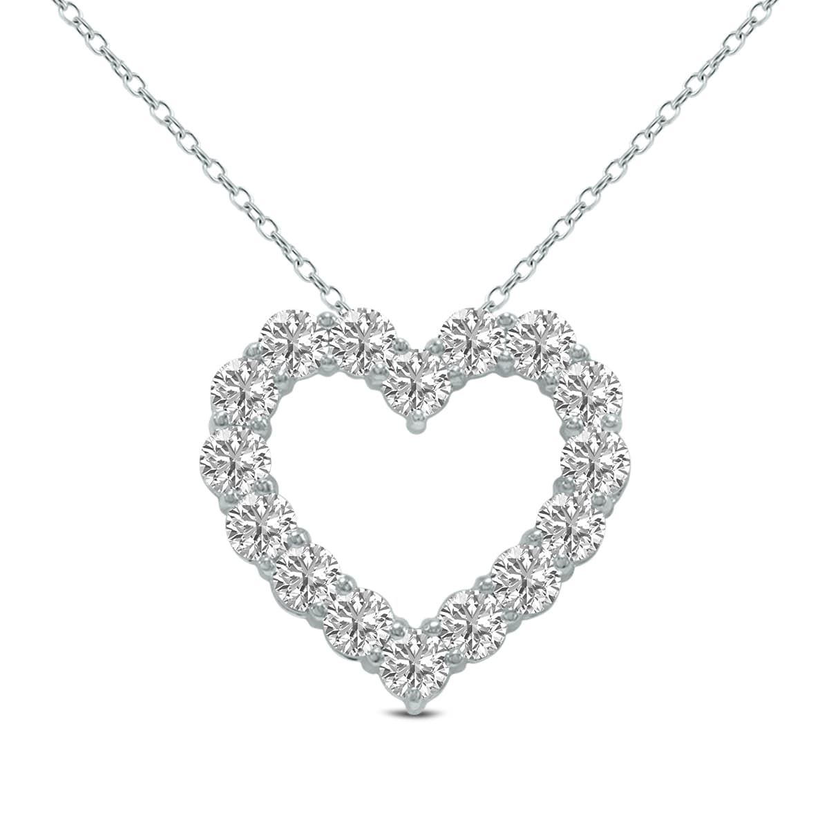2 Carat TW Lab Grown Diamond Heart Shape Pendant in 14K White Gold