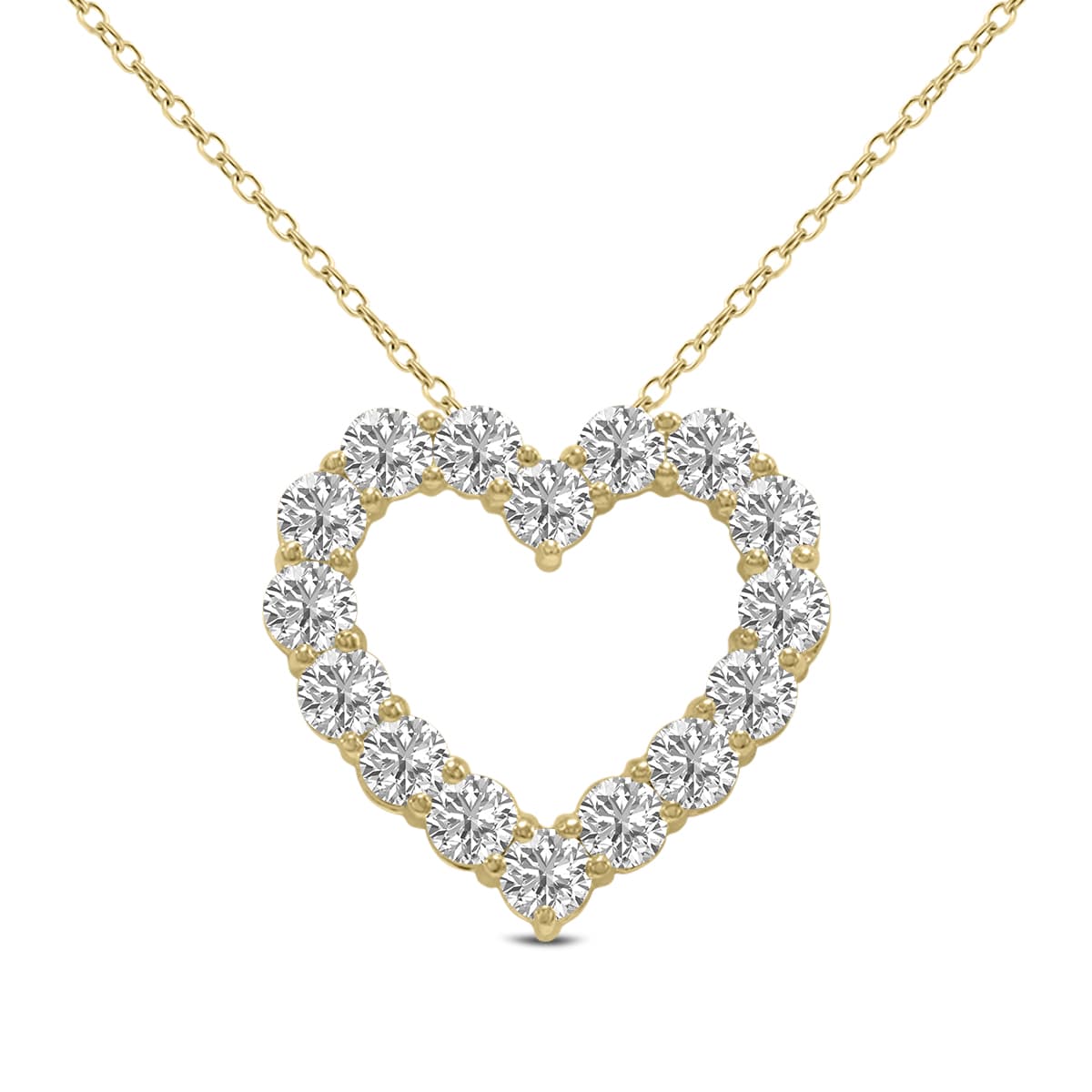 2 Carat TW Lab Grown Diamond Heart Shape Pendant in 14K Yellow Gold