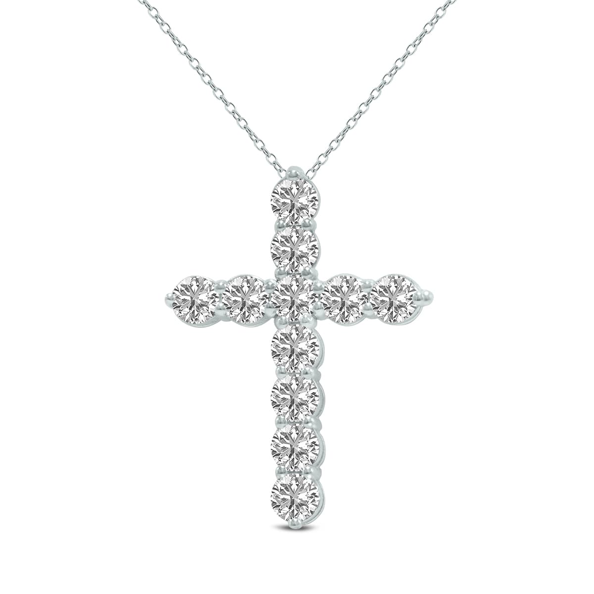 1 Carat TW Lab Grown Diamond Religious Cross Pendant in 14K White Gold