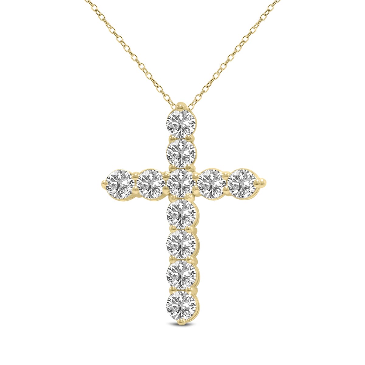 1 Carat TW Lab Grown Diamond Religious Cross Pendant in 14K Yellow Gold