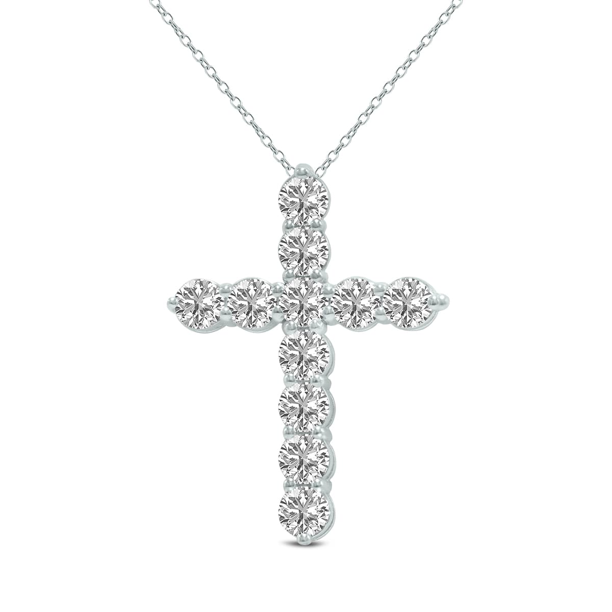2 Carat TW Lab Grown Diamond Religious Cross Pendant in 14K White Gold