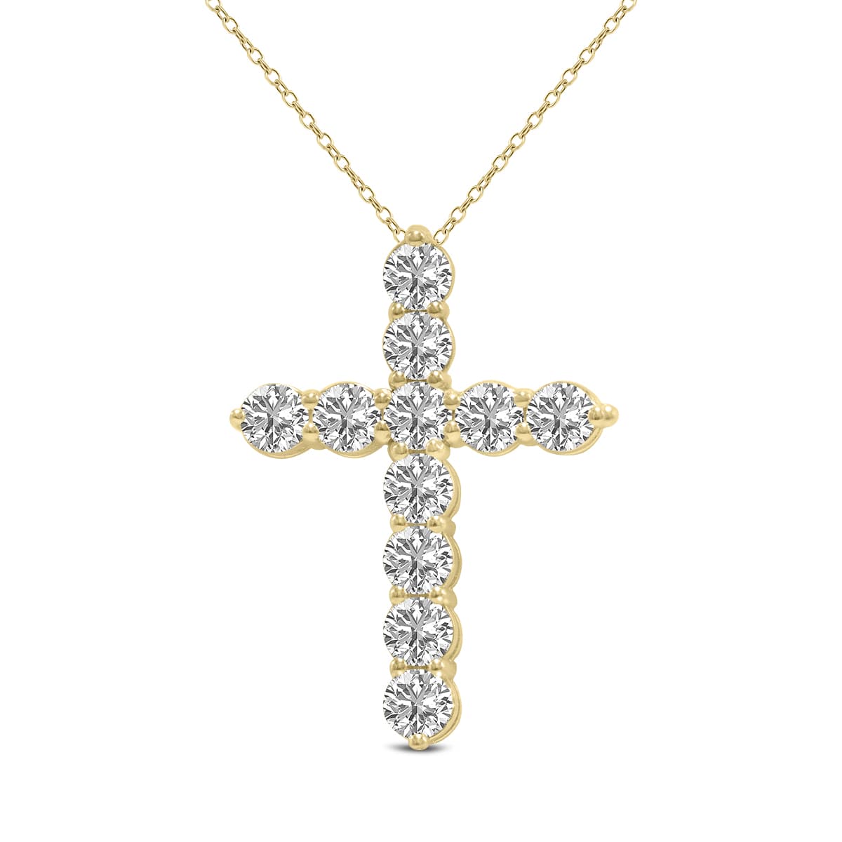 2 Carat TW Lab Grown Diamond Religious Cross Pendant in 14K Yellow Gold