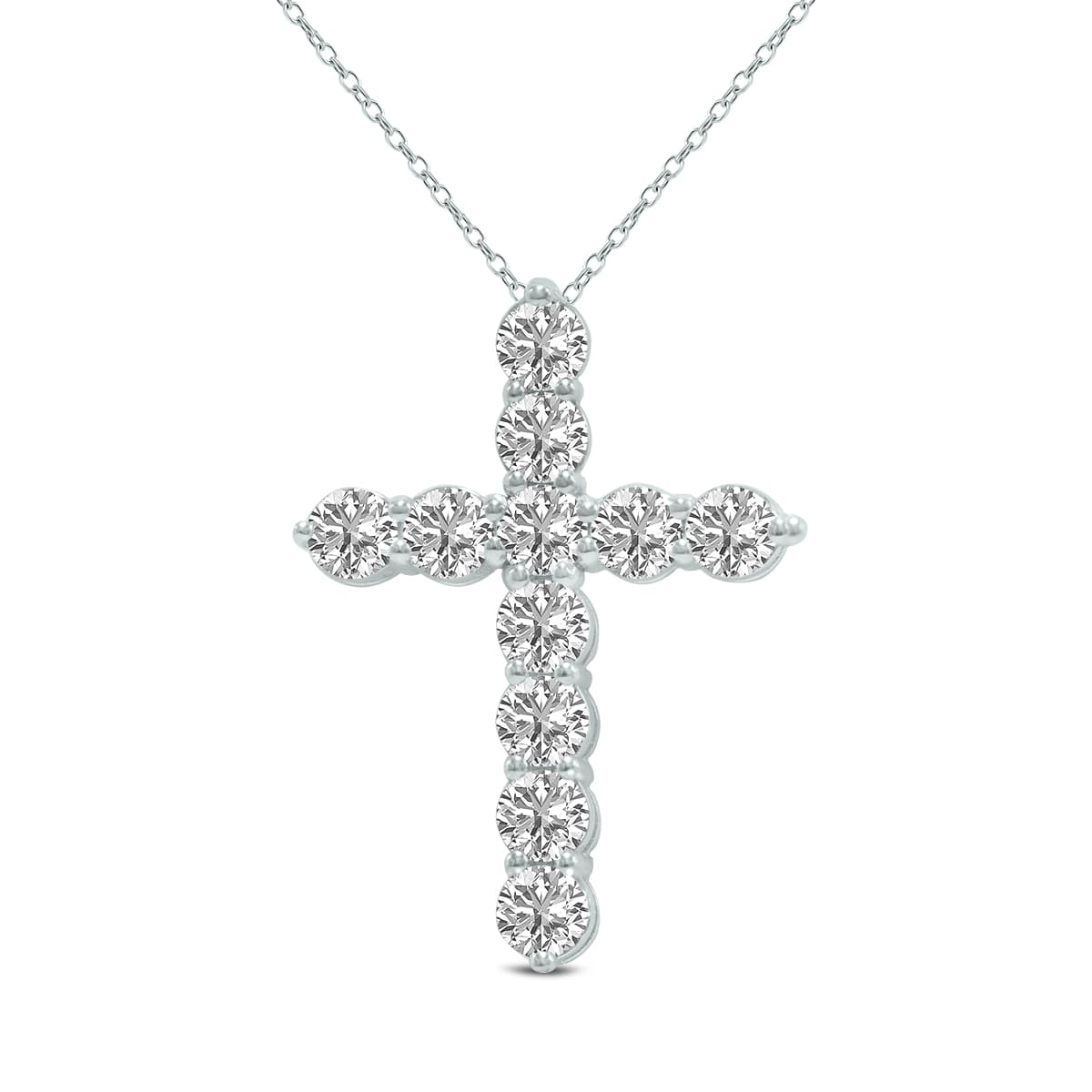 3 Carat TW Lab Grown Diamond Religious Cross Pendant in 14K White Gold