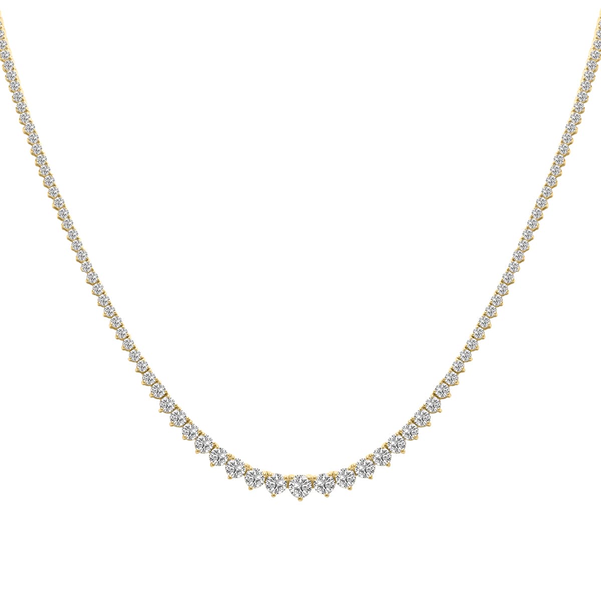 7 Carat TW Graduated Lab Grown Diamond Tennis Necklace in 14K Yellow Gold