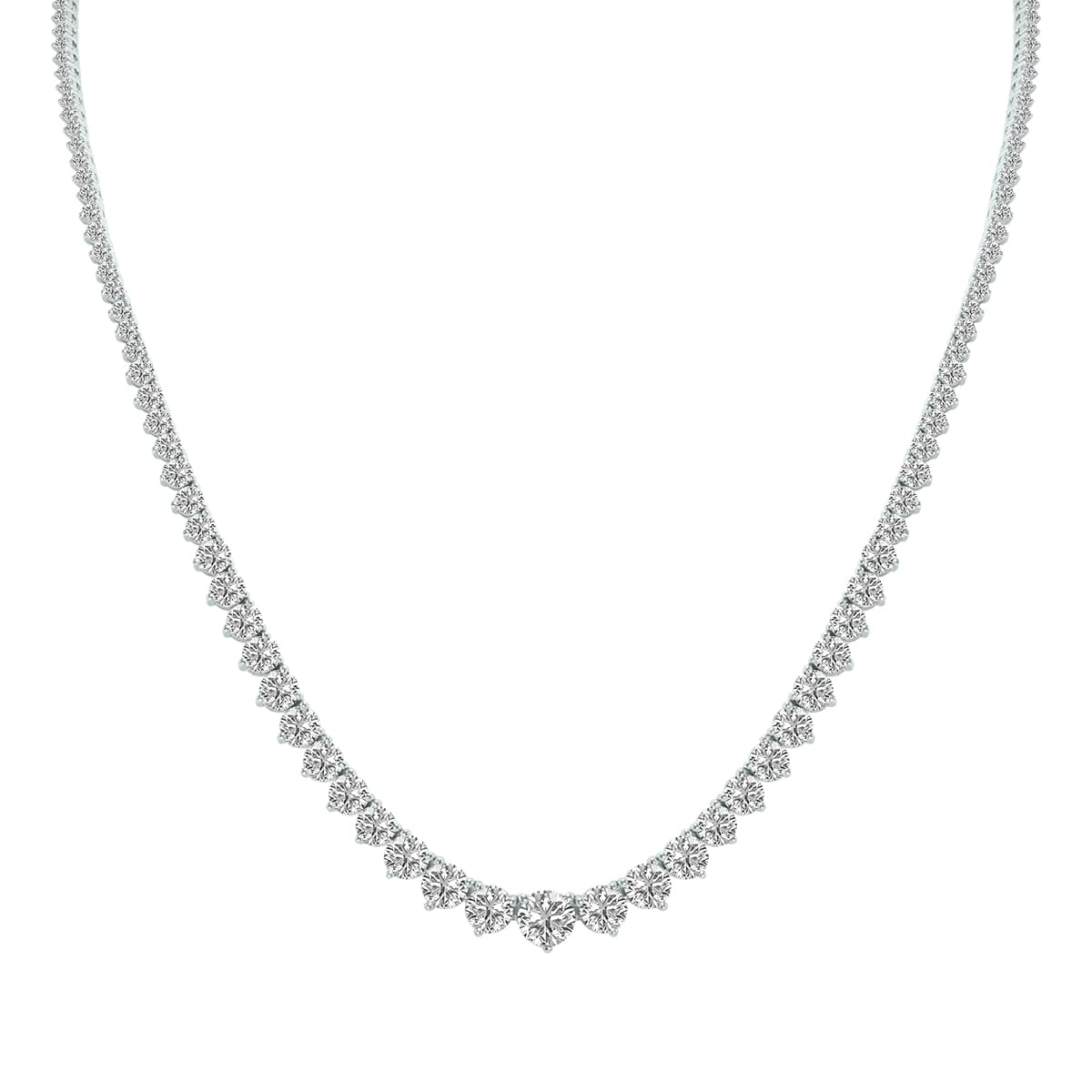 15 Carat TW Graduated Lab Grown Diamond Tennis Necklace in 14K White Gold
