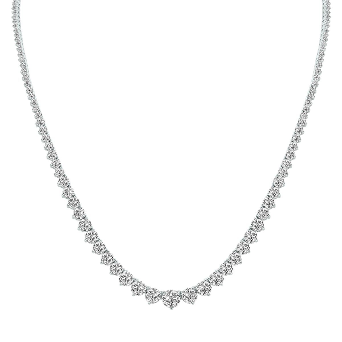20 Carat TW Graduated Lab Grown Diamond Tennis Necklace in 14K White Gold