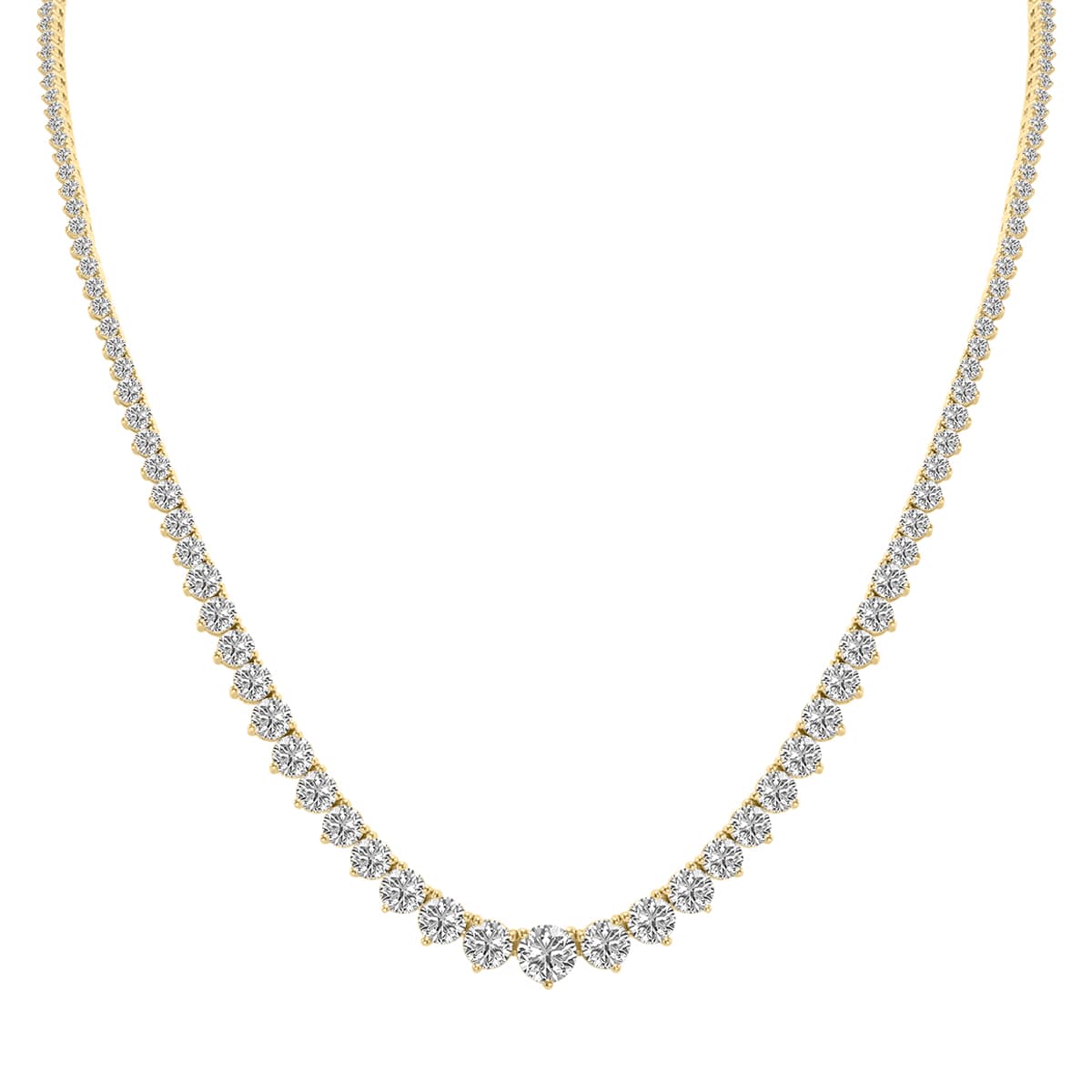 20 Carat TW Graduated Lab Grown Diamond Tennis Necklace in 14K Yellow Gold