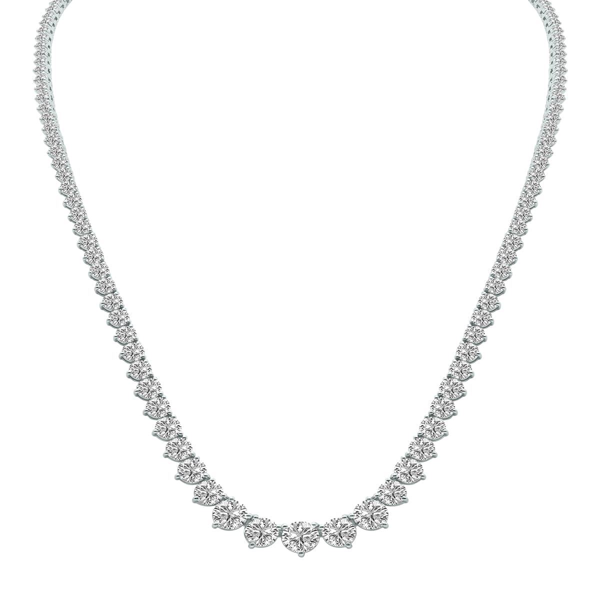 25 Carat TW Graduated Lab Grown Diamond Tennis Necklace in 14K White Gold