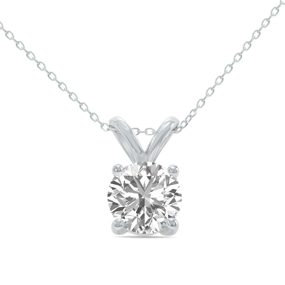 1/3 Carat Lab Grown Diamond Round Solitaire Pendant in 14K White Gold