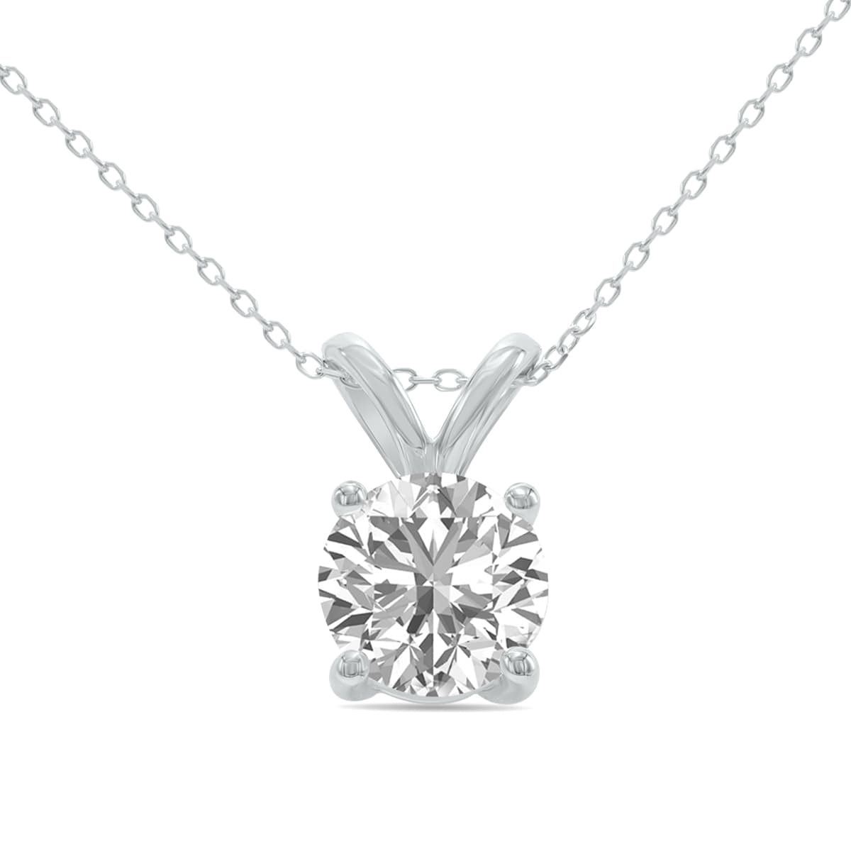 3/4 Carat Lab Grown Diamond Round Solitaire Pendant in 14K White Gold