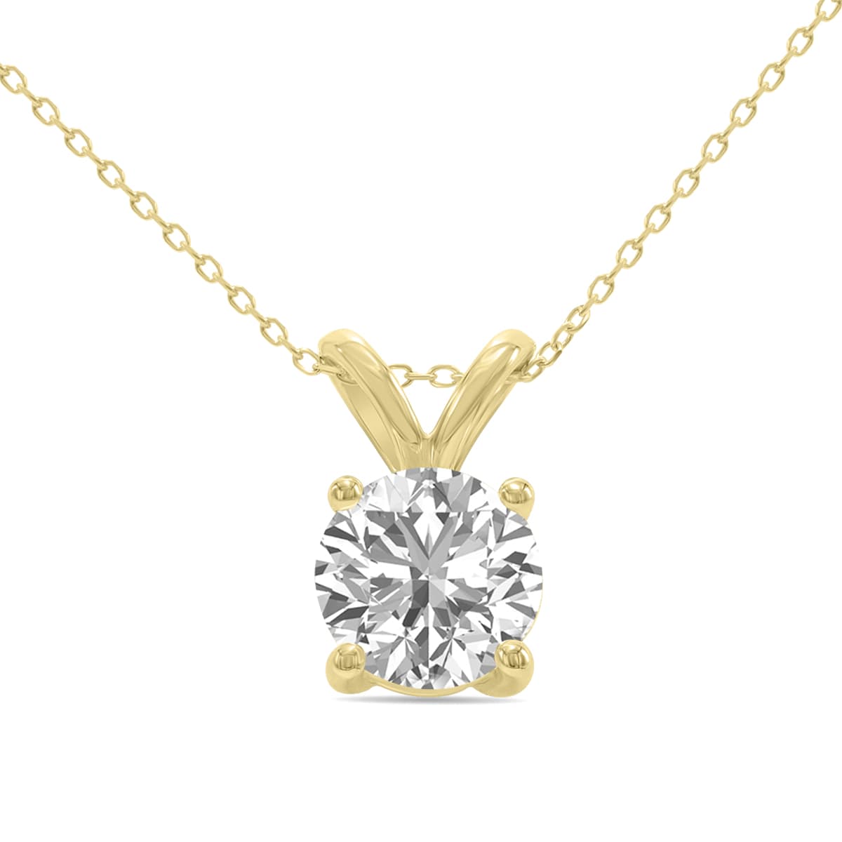 3/4 Carat Lab Grown Diamond Round Solitaire Pendant in 14K Yellow Gold