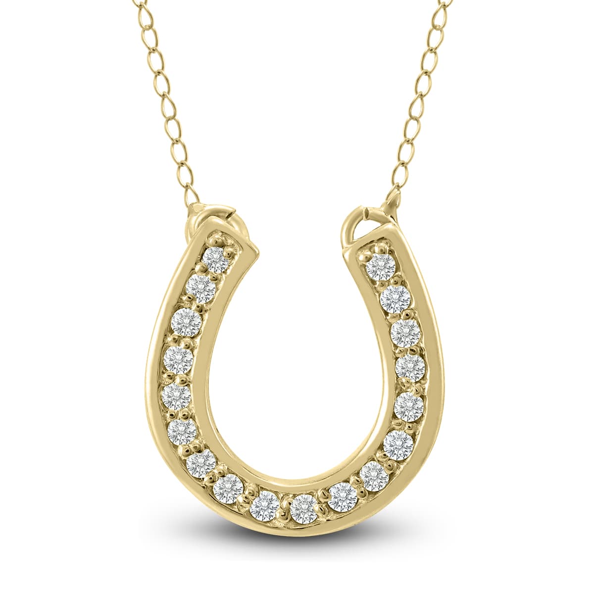 1/4 CTW Natural Diamond HorseShoe Pendant in 14k Yellow Gold