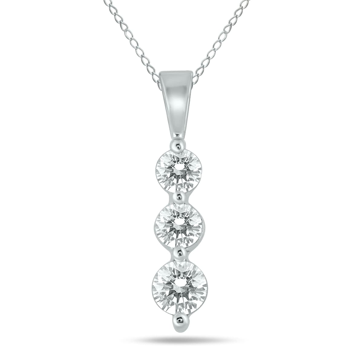 1/2 Carat TW Three Stone Diamond Pendant in 10K White Gold