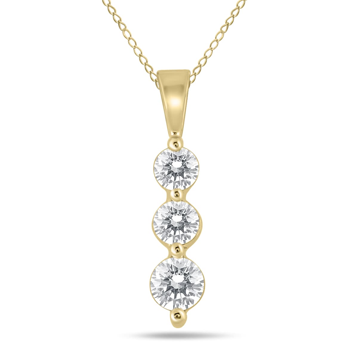 1/2 Carat TW Three Stone Diamond Pendant in 10K Yellow Gold