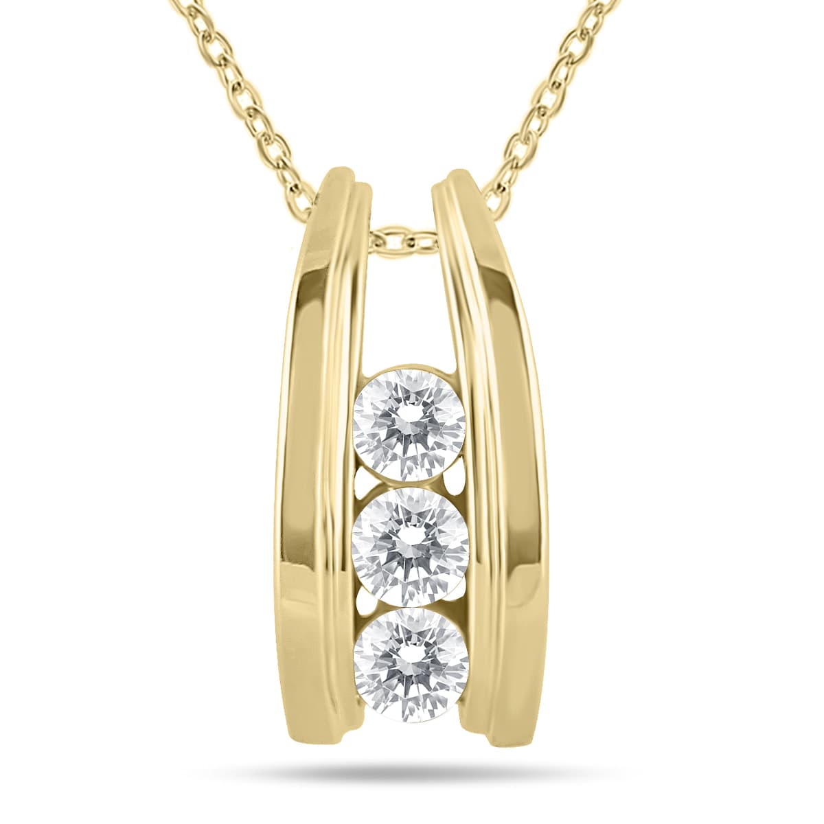 1/2 Carat TW Three Stone Diamond Ladder Pendant in 10k Yellow Gold (K-L Color, I2-I3 Clarity)