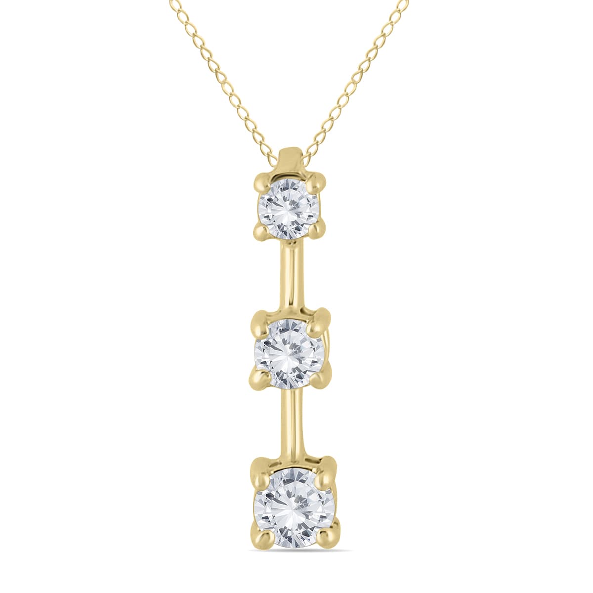 1/2 Carat TW Three Stone Diamond Pendant in 10k Yellow Gold